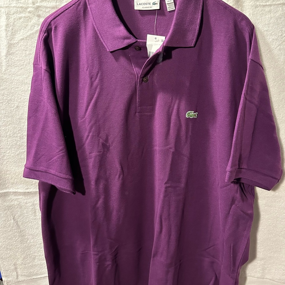 Lacoste Men’s Classic Fit Polo Shirt-100% Cotton NWT-Color Purple -Sz-Fr…